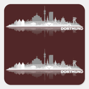 Pegatina Cuadrada Dortmund City horizonte