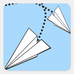 Pegatina Cuadrada Dos aviones de papel