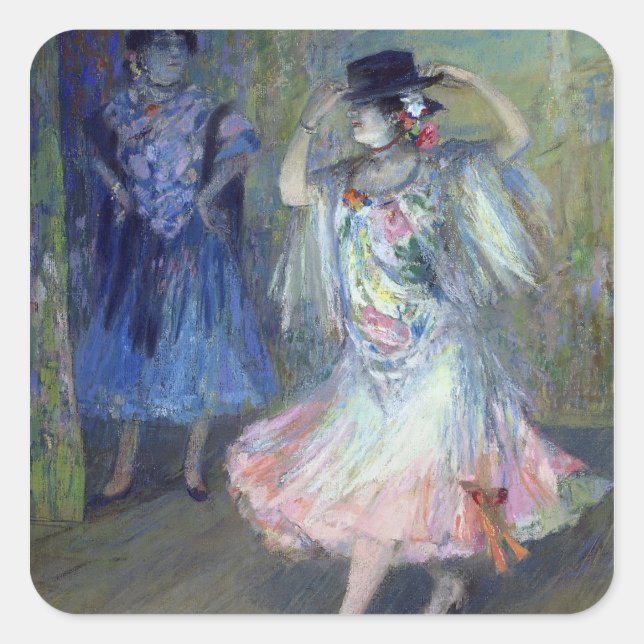 Pegatina Cuadrada Dos bailarinas españolas, 1852 (Anverso)