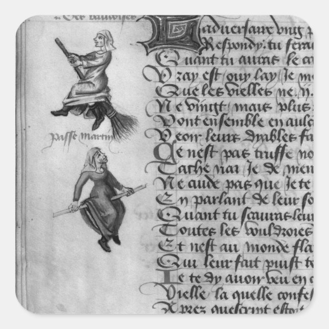 Pegatina Cuadrada Dos brujas de "Le Champion des Dames" (Anverso)