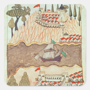 Pegatina Cuadrada Dos castillos en el Mar Negro