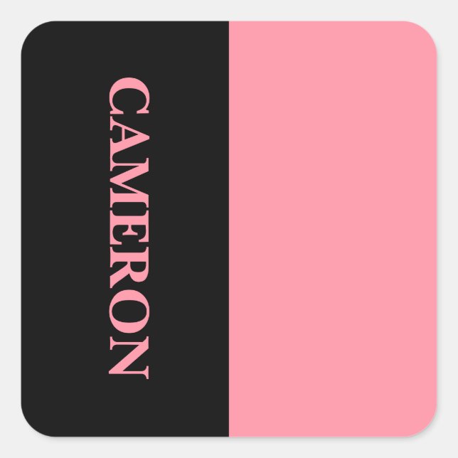 Pegatina Cuadrada Dos colores de moda | Nombre | Rosa negra y salmón (Anverso)