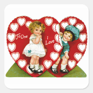 Pegatina Cuadrada Dos corazones