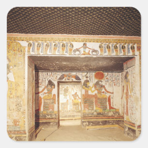 Pegatina Cuadrada Dos cuartos de la tumba de Nefertari