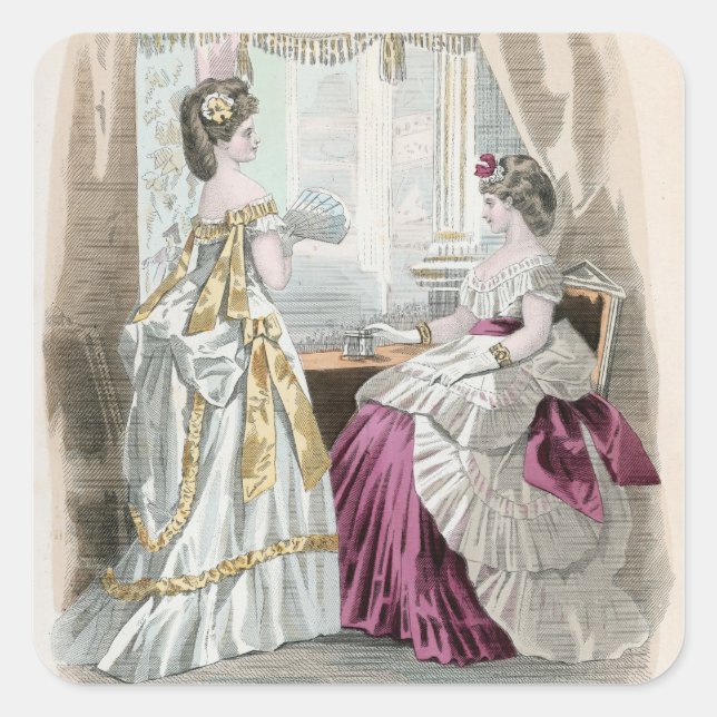 Pegatina Cuadrada Dos damas (Anverso)