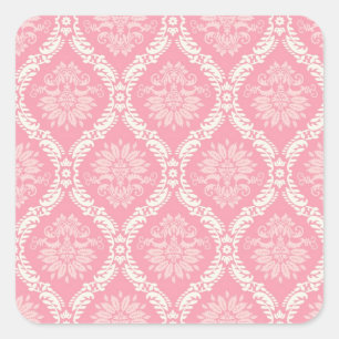Pegatina Cuadrada dos damasco rosa y crema