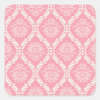 Pegatina Cuadrada dos damasco rosa y crema