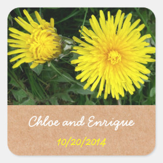 Pegatina Cuadrada Dos Dandelions Custom Wedding