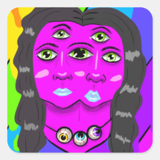 Pegatina Cuadrada Dos expatriados se reunieron a los ojos