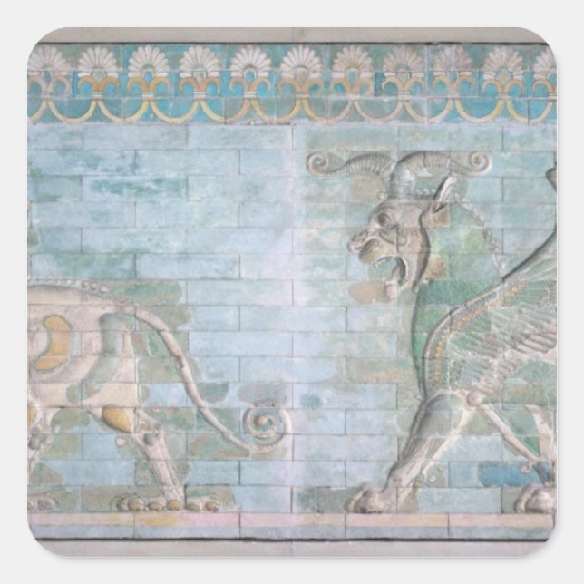 Pegatina Cuadrada Dos griffins alados, del Palacio de (Anverso)