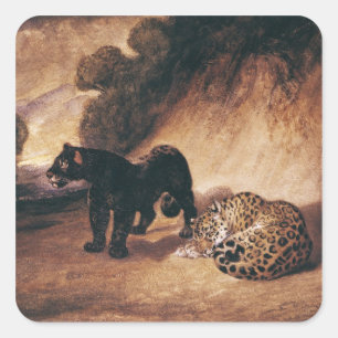 Pegatina Cuadrada Dos jaguares del Perú