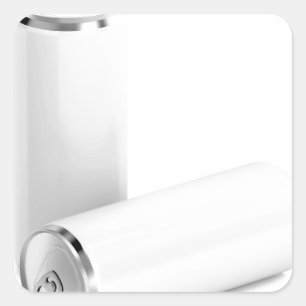 Pegatina Cuadrada Dos latas de bebida blancas