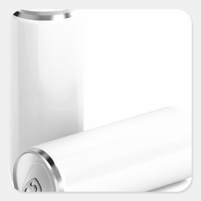 Pegatina Cuadrada Dos latas de bebidas blancas (Anverso)