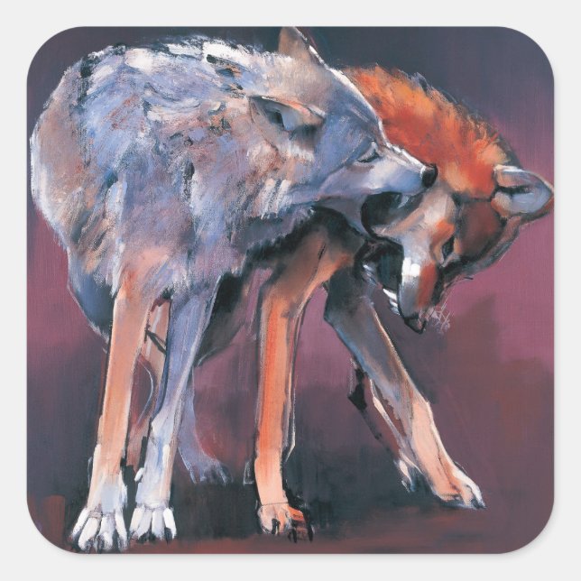 Pegatina Cuadrada Dos lobos 2001 (Anverso)