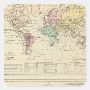 Pegatina Cuadrada Dos mapas del mundo