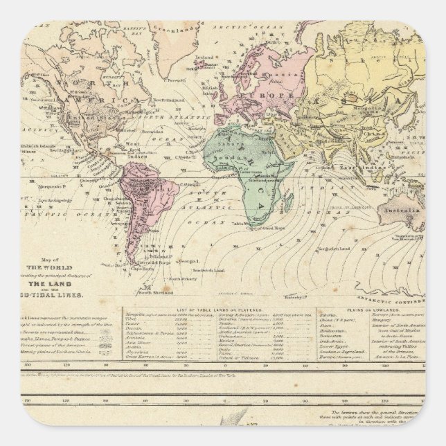 Pegatina Cuadrada Dos mapas del mundo (Anverso)