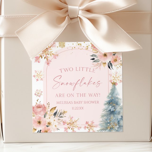 Pegatina Cuadrada Dos pequeños copos de nieve en Baby Shower (Subido por el creador)