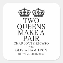 Pegatina Cuadrada Dos Reinas Hacen Un Boda Gay Lesbiana