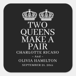 Pegatina Cuadrada Dos Reinas Hacen Un Boda Gay Lesbiana