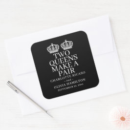 Pegatina Cuadrada Dos Reinas Hacen Un Boda Gay Lesbiana