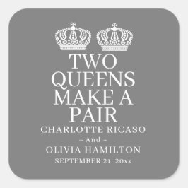 Pegatina Cuadrada Dos Reinas Hacen Un Boda Gay Lesbiana