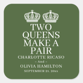 Pegatina Cuadrada Dos Reinas Hacen Un Boda Gay Lesbiana