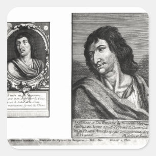 Pegatina Cuadrada Dos retratos de Savinien Cyrano de Bergerac