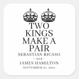 Pegatina Cuadrada Dos Reyes Hacen Un Boda Gay Pareja