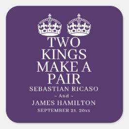 Pegatina Cuadrada Dos Reyes Hacen Un Boda Gay Pareja