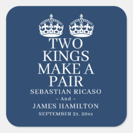 Pegatina Cuadrada Dos Reyes Hacen Un Boda Gay Pareja