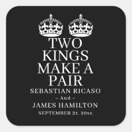 Pegatina Cuadrada Dos Reyes Hacen Un Boda Gay Pareja