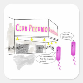 Pegatina Cuadrada Dos Roces gramnegativos caminan en una barra