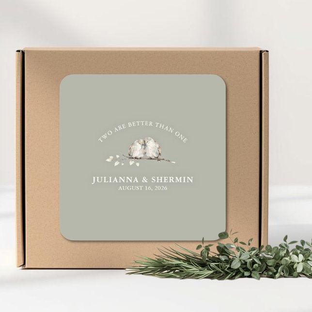 Pegatina Cuadrada Dos Son Mejores Que Uno Boda (Christian Wedding Sticker)