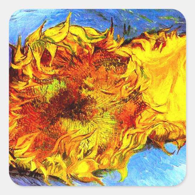 Pegatina Cuadrada Dos Sunflowers Van Gogh (Anverso)