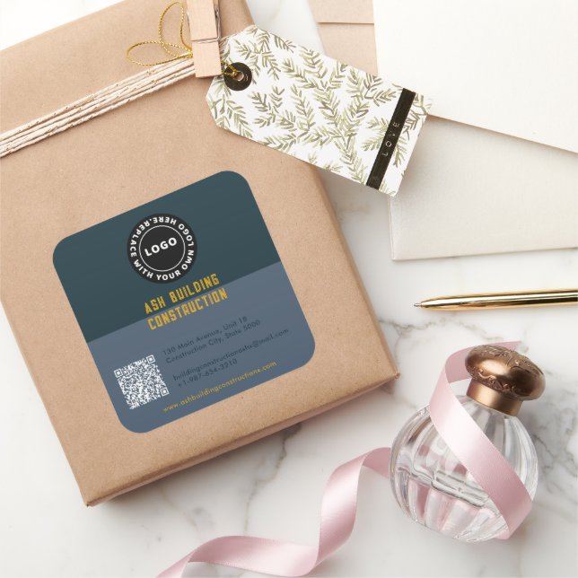 Pegatina Cuadrada Dos tonos de negocio (Regalar)