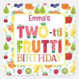 Pegatina Cuadrada Dos tti Frutti Cutie Fruit 2 Fiesta de cumpleaños