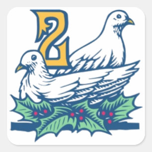 Pegatina Cuadrada Dos Turtledoves