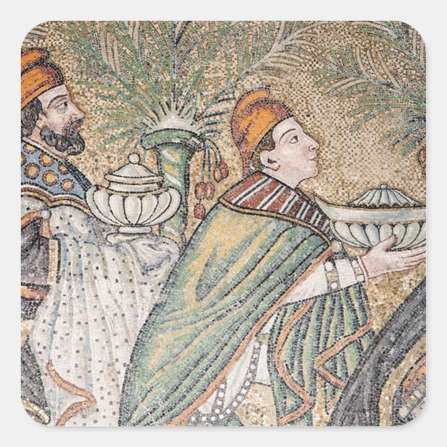 Pegatina Cuadrada Dos unos de los reyes magos (Anverso)