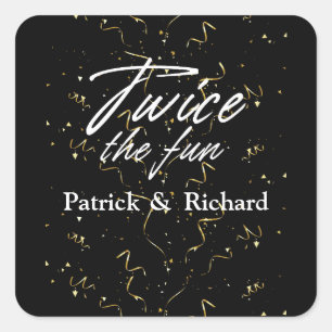 Pegatina Cuadrada Dos veces la pareja de amigos divertidos cumple do