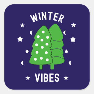 Pegatina Cuadrada Dos vibraciones de invierno de árboles