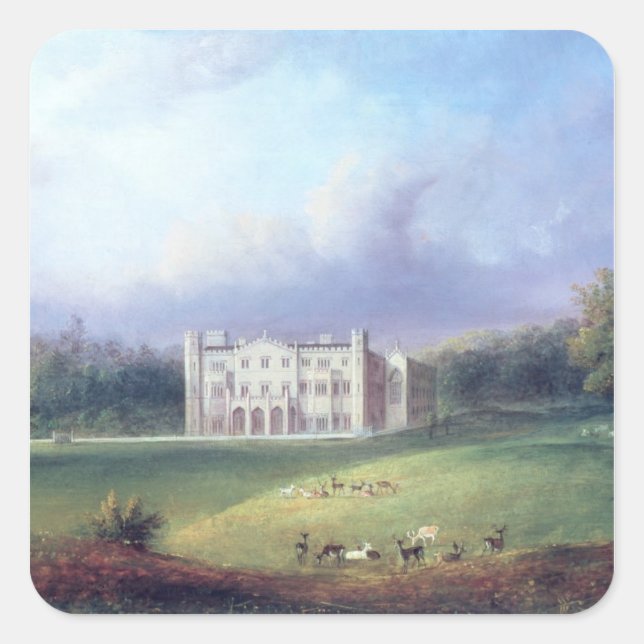 Pegatina Cuadrada Dos vistas de Apley Priory (Anverso)