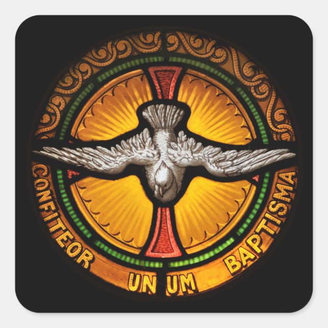 Pegatina Cuadrada Dosis de vidrio manchado (Anverso)