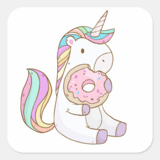 Pegatina Cuadrada Douglas unicornio