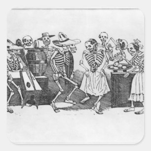 Pegatina Cuadrada D'outretombe de Calavera du jarabe