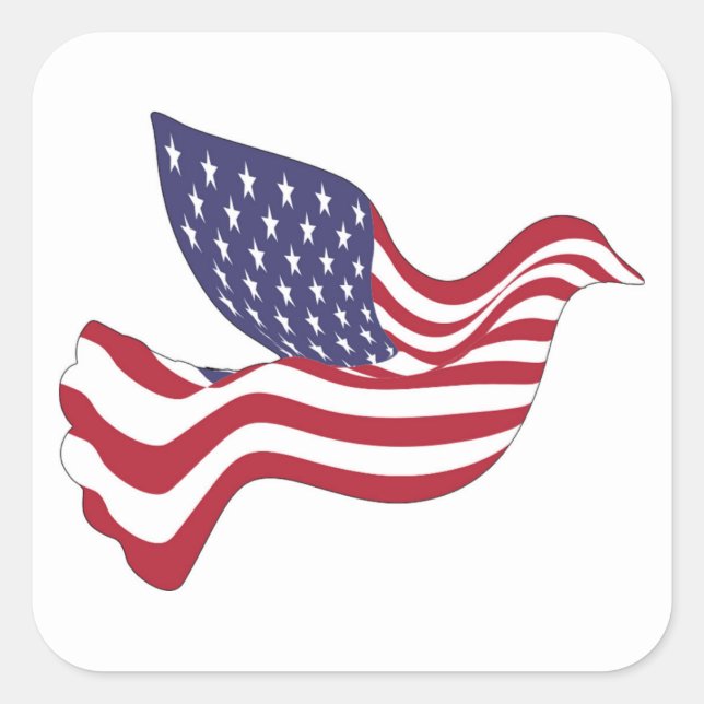 PEGATINA CUADRADA DOVE DE PAZ ESTADOUNIDENSE (Anverso)