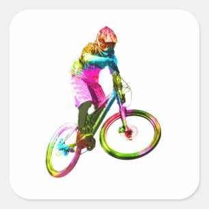 Pegatina Cuadrada Downhiller colorido