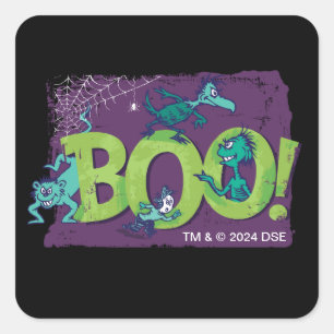 Pegatina Cuadrada Dr. Seuss BOO! Gráfico de Halloween