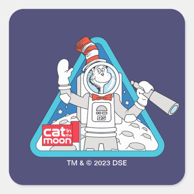 Pegatina Cuadrada Dr. Seuss | Gato en el gráfico del espacio ultrate (Anverso)