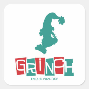 Pegatina Cuadrada Dr. Seuss   Grinch - Rojo y Verde