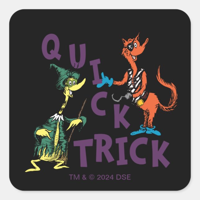 Pegatina Cuadrada Dr. Seuss | Truco rápido gráfico de Halloween (Anverso)